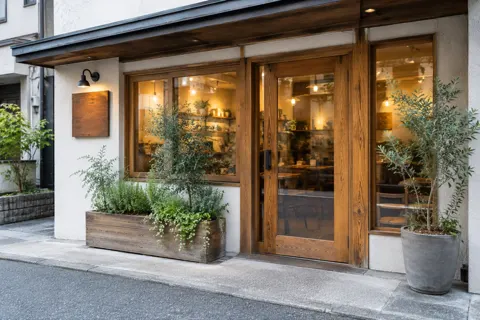 小さなカフェの入口の提案イメージ